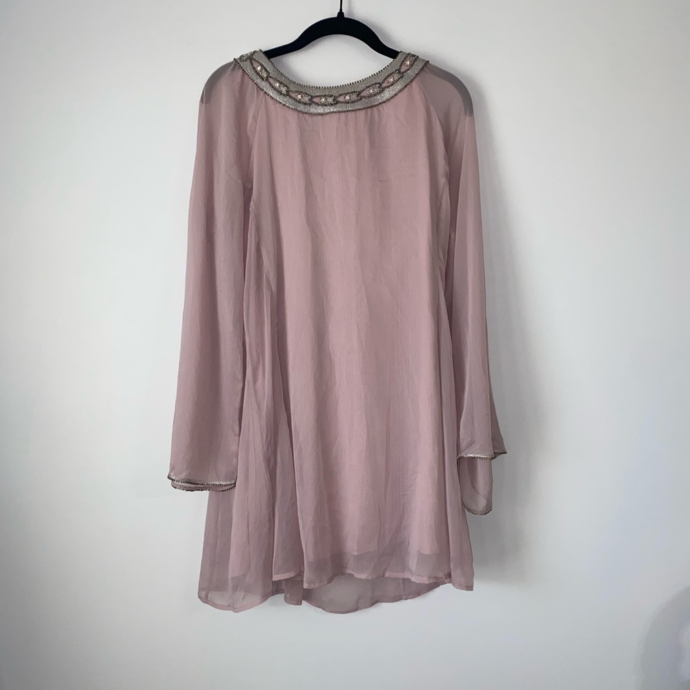 Altar’d State Darra Long Sleeve Open Back Beaded Swing Dress - Picture 6 of 15